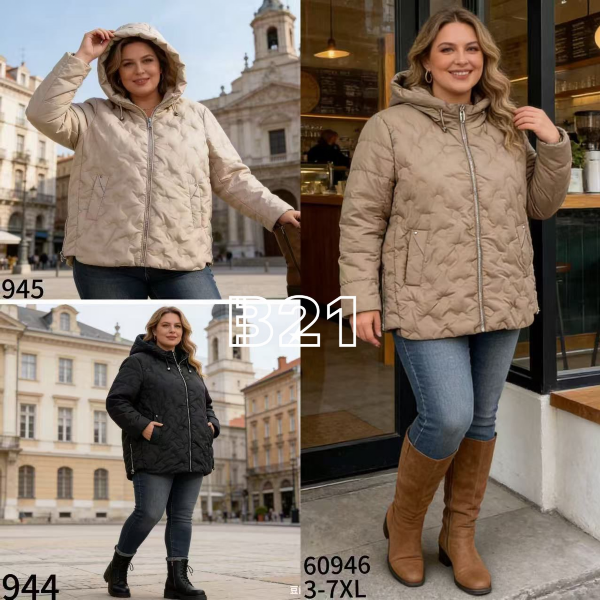 Kurtki damskie cienki Roz 3XL-7XL, 1 Kolor Paczka 5 szt